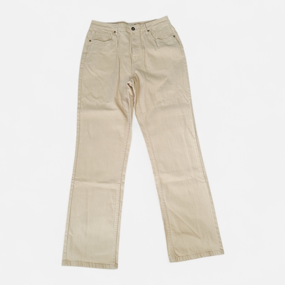 NWT Coldwater Creek Jeans Classic ShapeMe Straight Leg Contour Waist Cream Tan 8